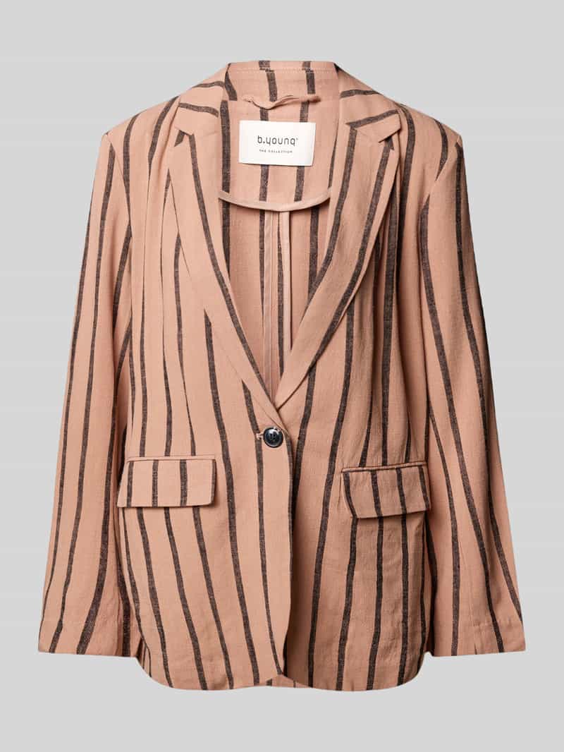 b.Young Regular fit blazer van een mix van viscose en linnen model 'JOHANNA'