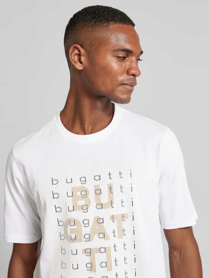 Bugatti T-shirt met labelprint