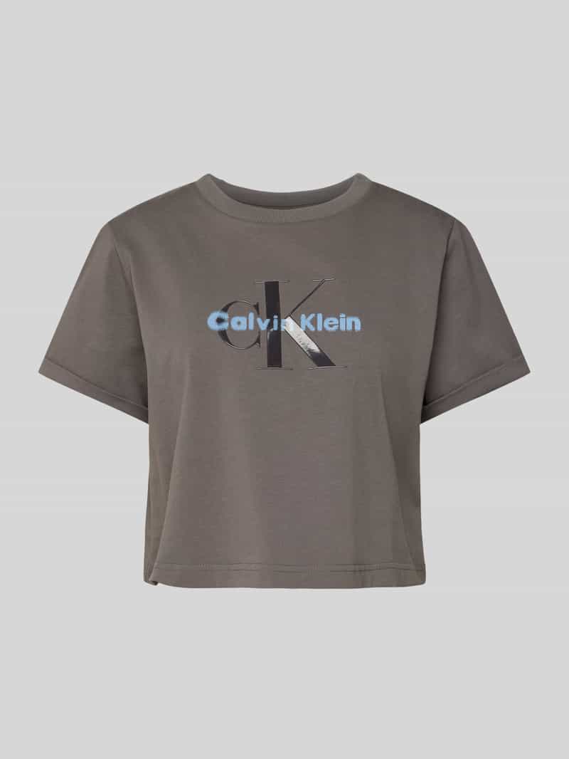 Calvin Klein Jeans Kort T-shirt met geribde ronde hals