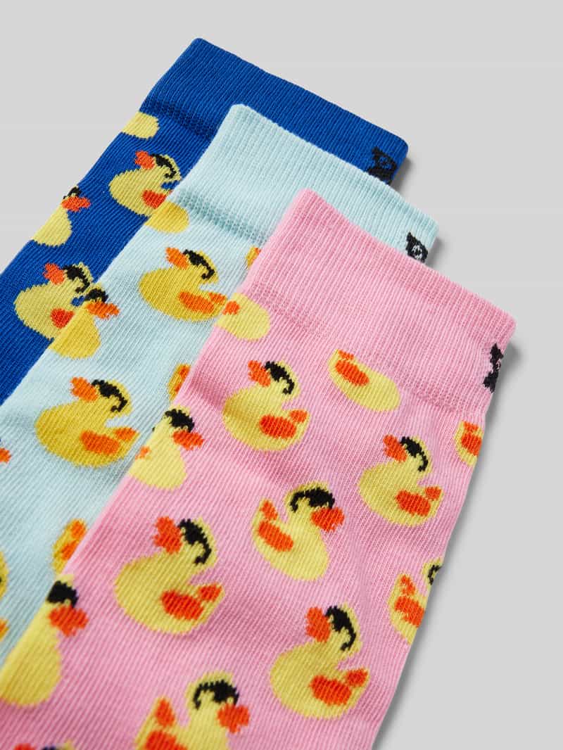 Happy Socks Sokken met labeldetails in een set van 3 paar model 'Rubber Duck'