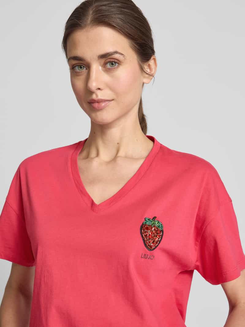 Liu Jo White T-shirt met labeldetail