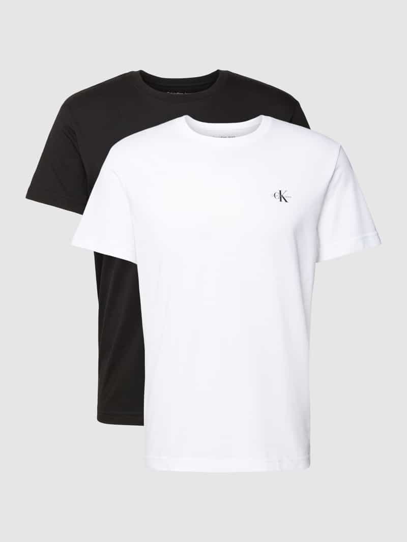 Calvin Klein Jeans Regular fit T-shirt met logoprint in een set van 2 stuks