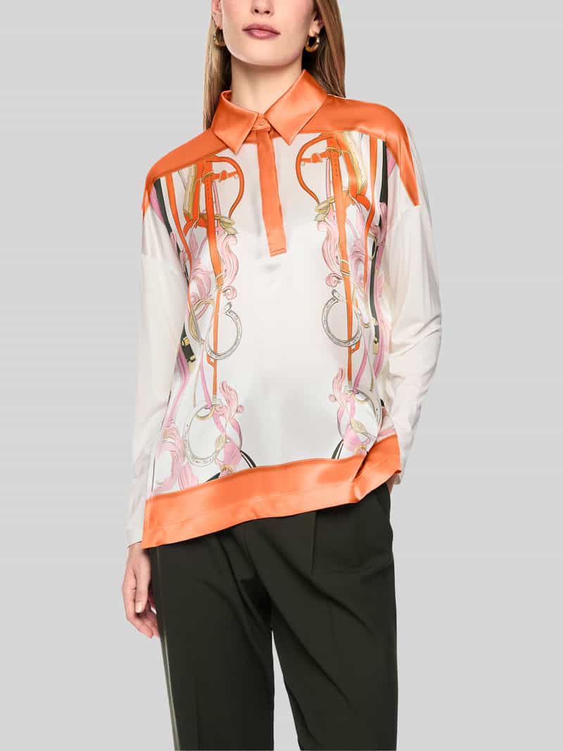 Marc Cain relaxed fit overhemdblouse met zijde-aandeel
