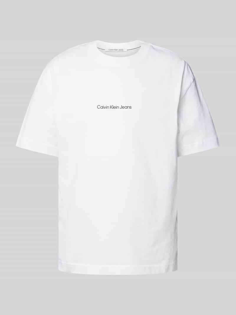 Calvin Klein Jeans T-shirt met labelprint model 'GRID MONOGRAM'
