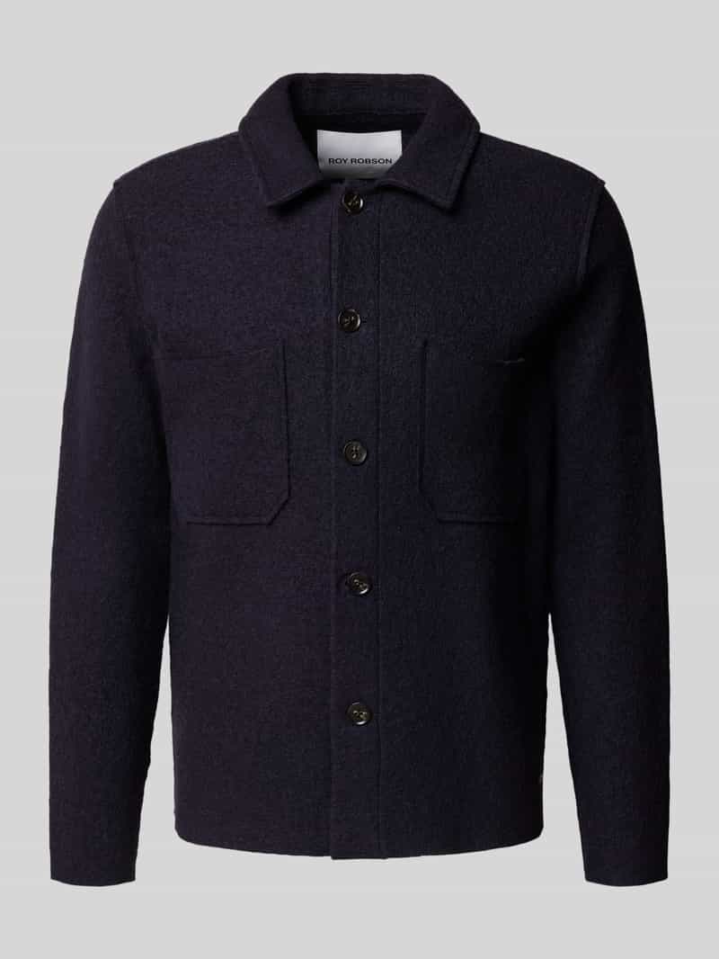 ROY ROBSON Slim fit hemdoverhemd met kentkraag en borstzakken