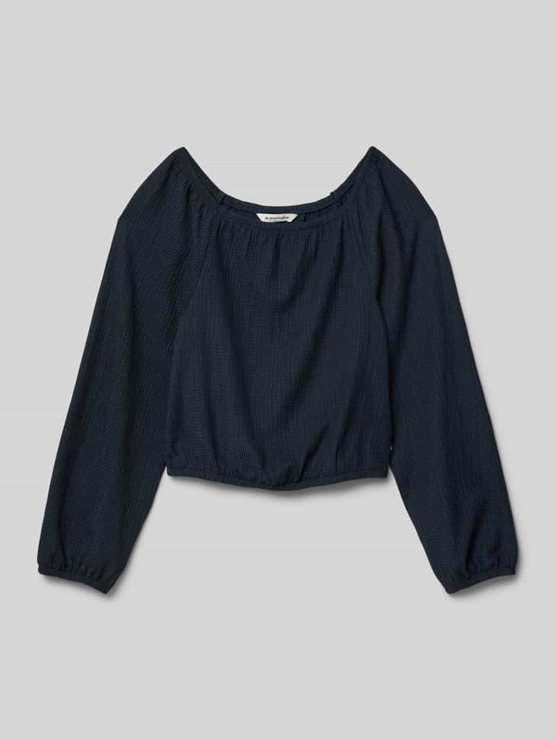 Tom Tailor Regular fit blouse met lange mouwen en Carmen-hals