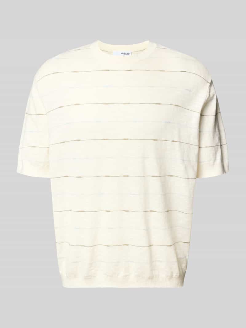 Selected Homme Regular fit gebreid shirt van een mix van katoen en linnen model 'BERG SUN'