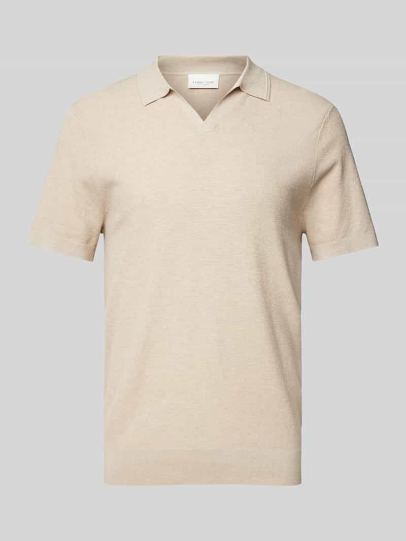 Profuomo Poloshirt met V-hals en zijde