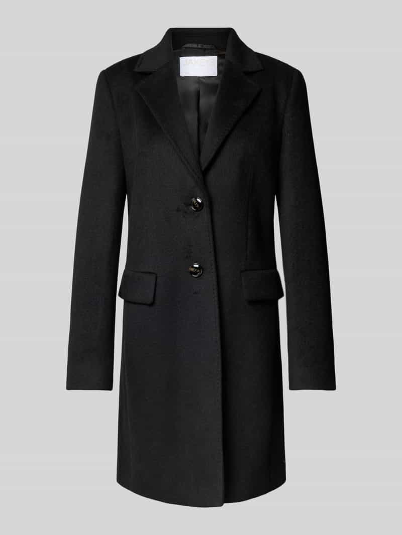 Jake*s Collection Regular fit lange jas met lanawol en reverskraag