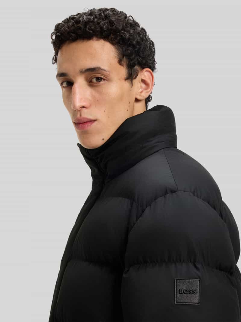 Boss Regular fit gewatteerd jack met opstaande kraag met drukknopen