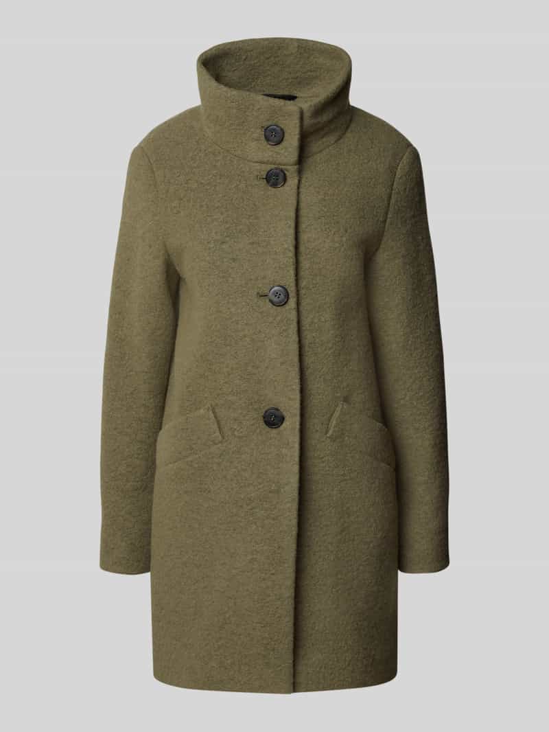 Fuchs Schmitt Regular fit lange wollen jas met geribde opstaande maxikraag