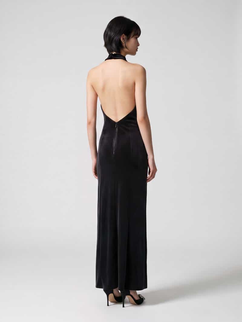 Jake*s Cocktail Maxi avondjurk van polyestermix met halter en pijpsplit