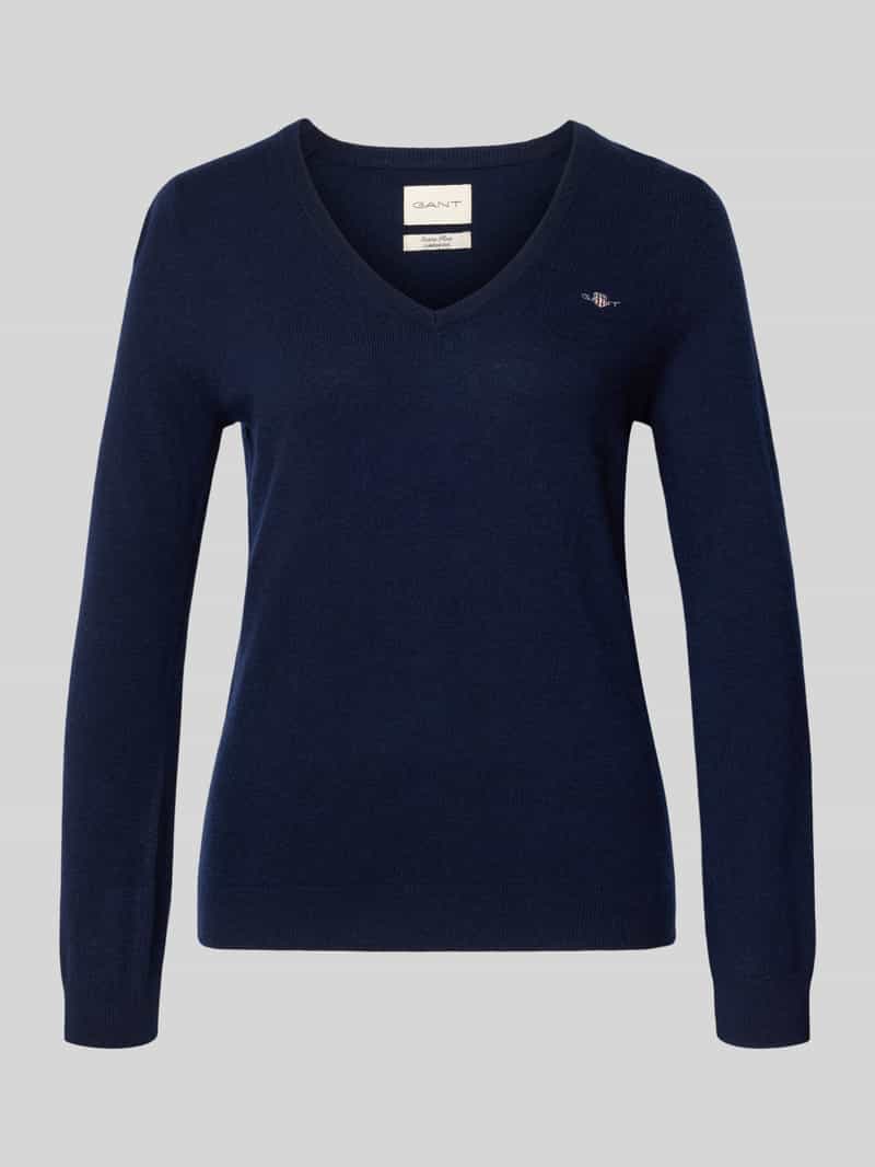 Gant Gebreide pullover van lamswolmix met V-hals