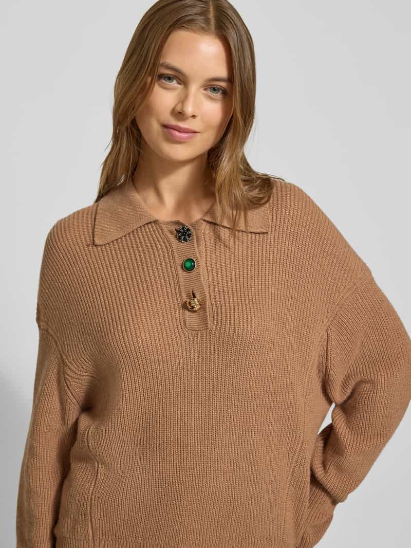 Essentiel Antwerp Loose fit gebreide pullover van wolmix model 'IMETAL'