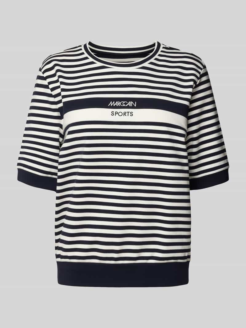 Marc Cain T-shirt met labelstitching en ronde hals