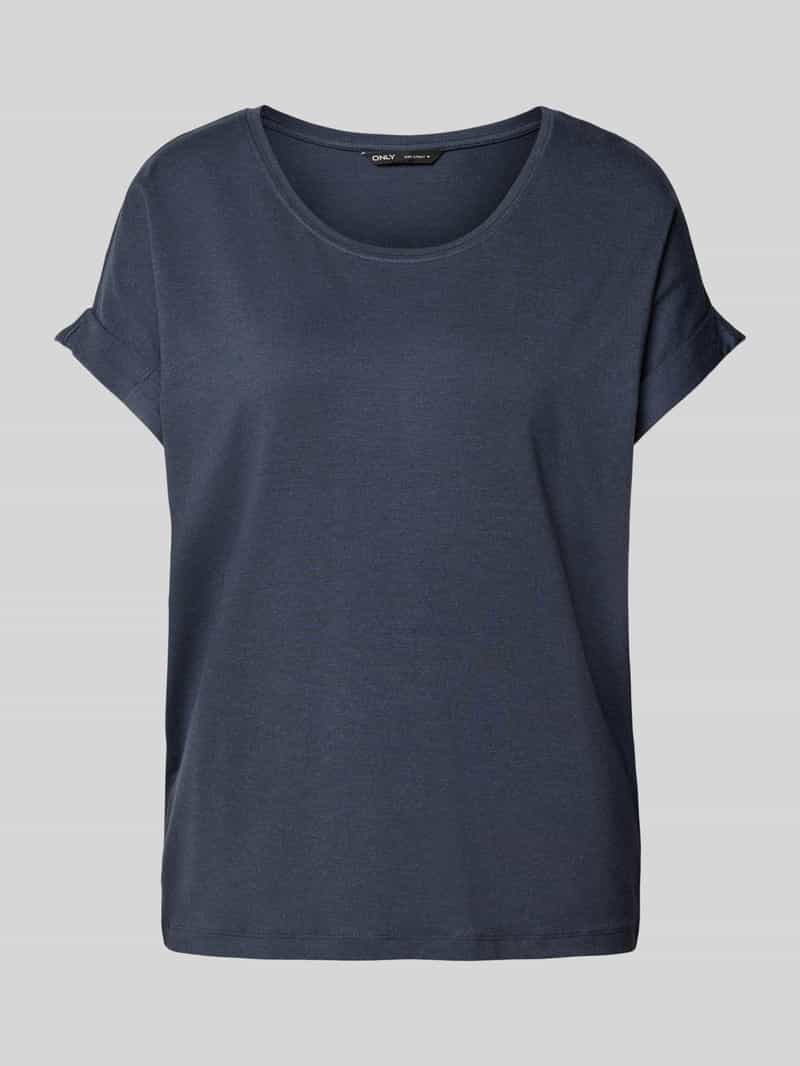 Only T-shirt met geribde ronde hals model 'MOSTER'