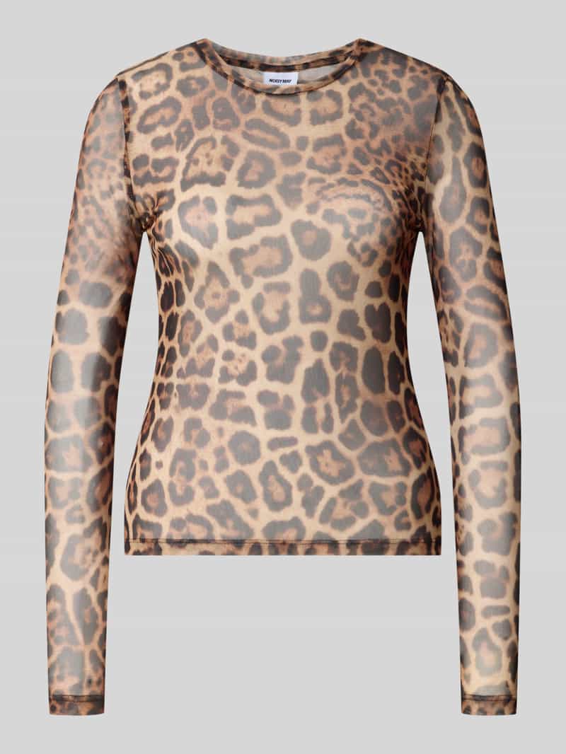 Noisy may Top Nmjudith L/s Mesh Top Bg Noos 27023338 Black/natural Leo Dames Maat - M