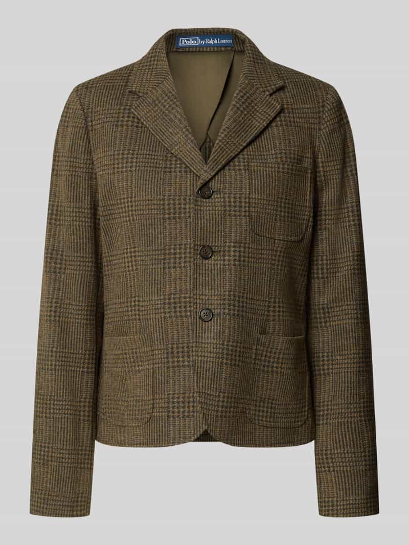 Regular fit longblazer van mix van katoen en wol