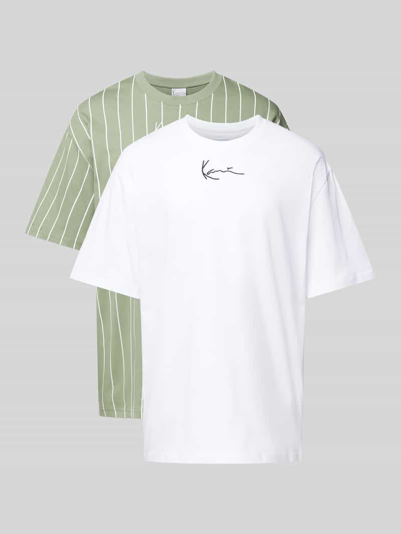 Karl Kani T-shirt met labelstitching in een set van 2 stuks
