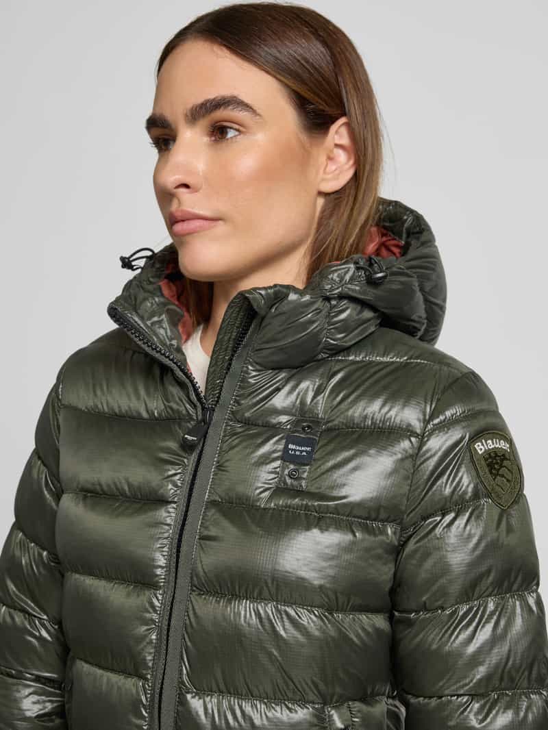 Blauer Usa Gewatteerde lange jas in midilengte model 'Adelaide'