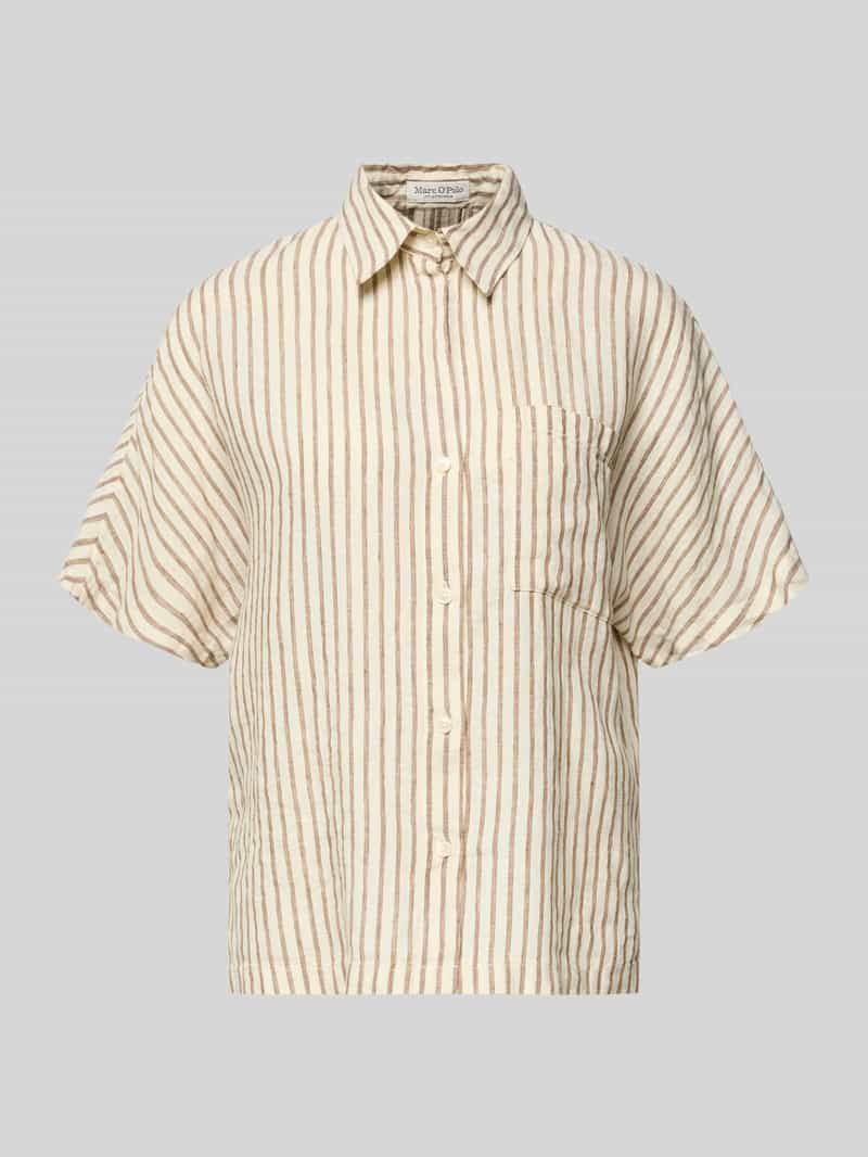 relaxed fit blouse met korte mouwen van puur linnen