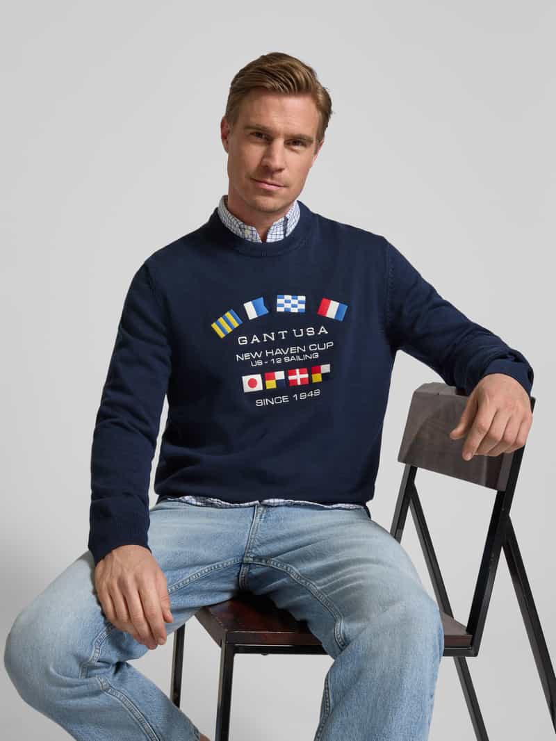 Gant Gebreide pullover met labelstitching