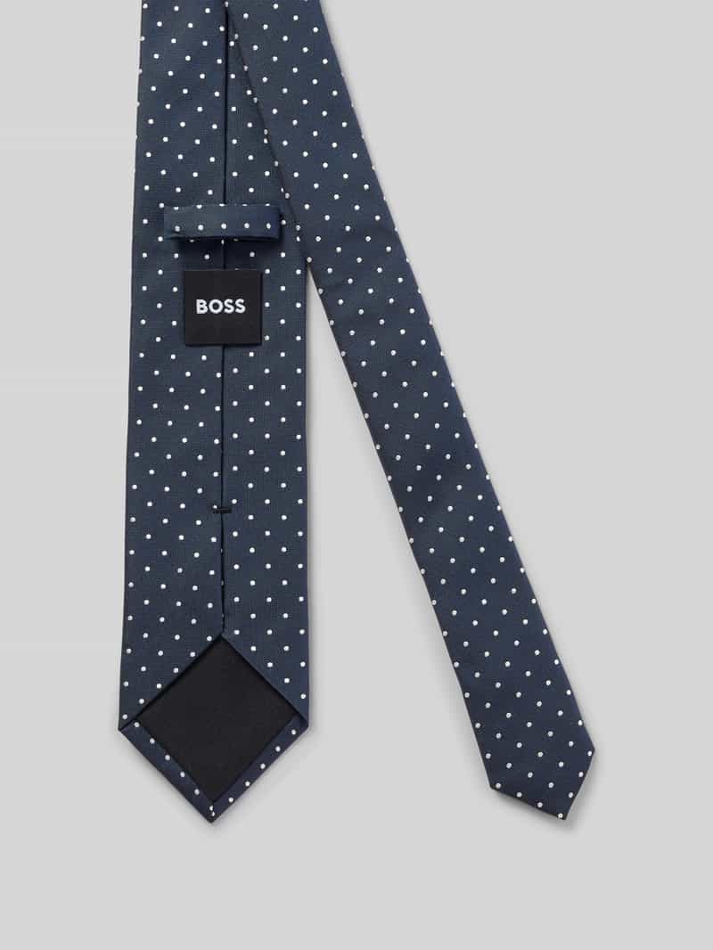 Boss Zijden stropdas met labeldetail