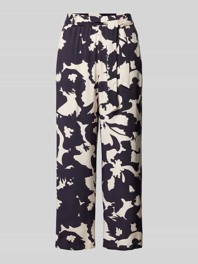 comma Straight leg stoffen broek met strikceintuur