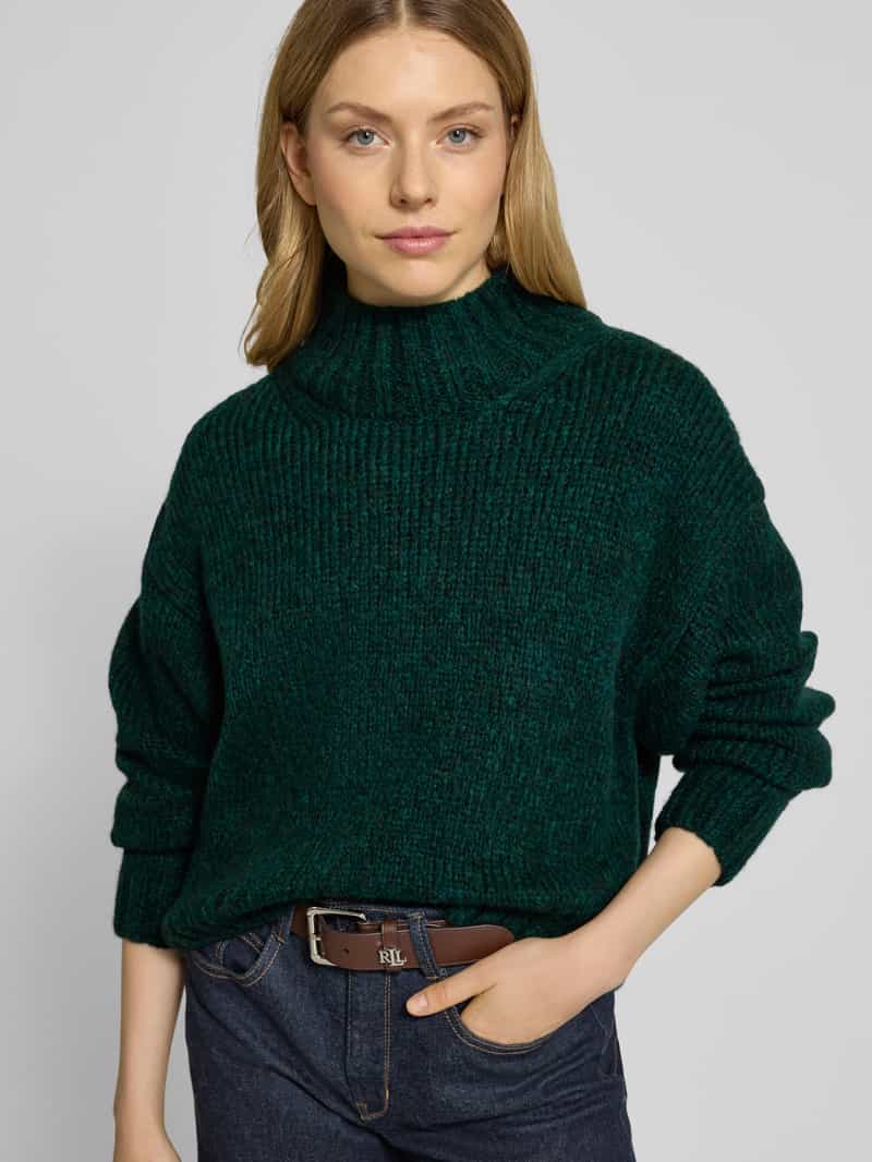 Marc Cain Gebreide pullover met opstaande kraag en extra brede schouders