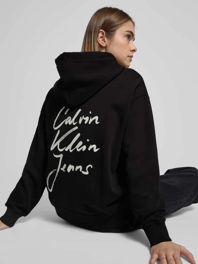 Calvin Klein Jeans Hoodie met logostitching model 'SCRIPT INSTITUTIONAL'