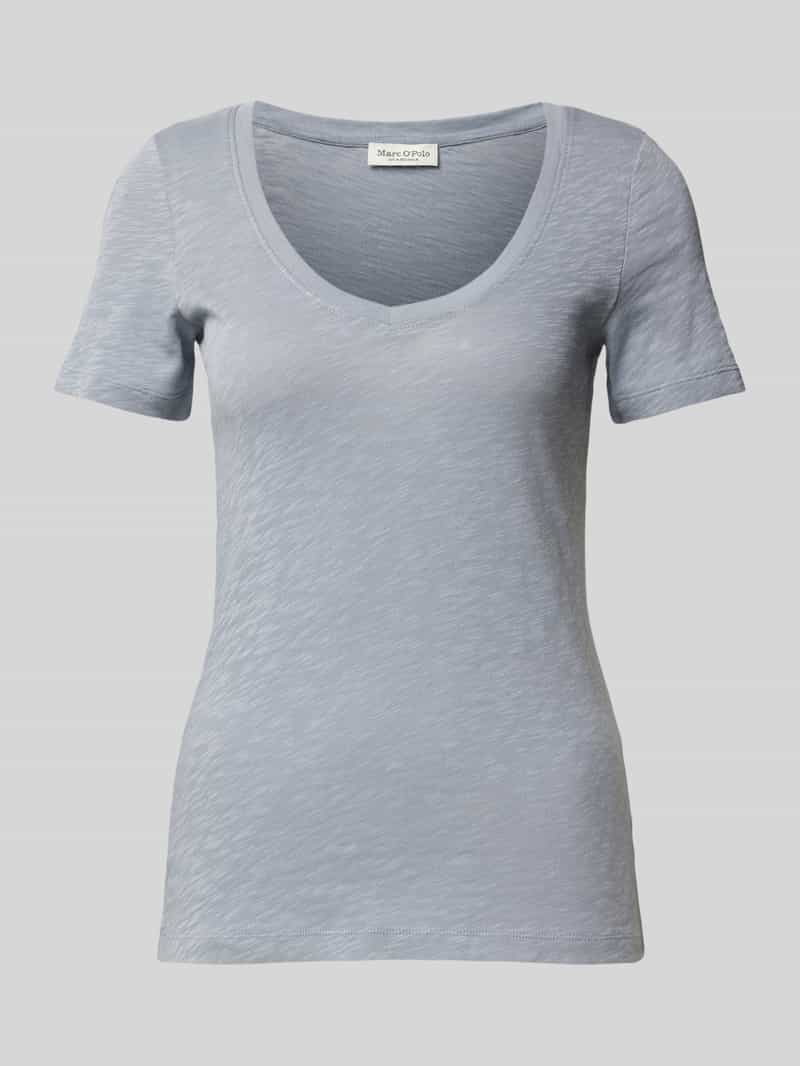 Marc O'Polo Slim fit T-shirt van puur katoen met V-hals