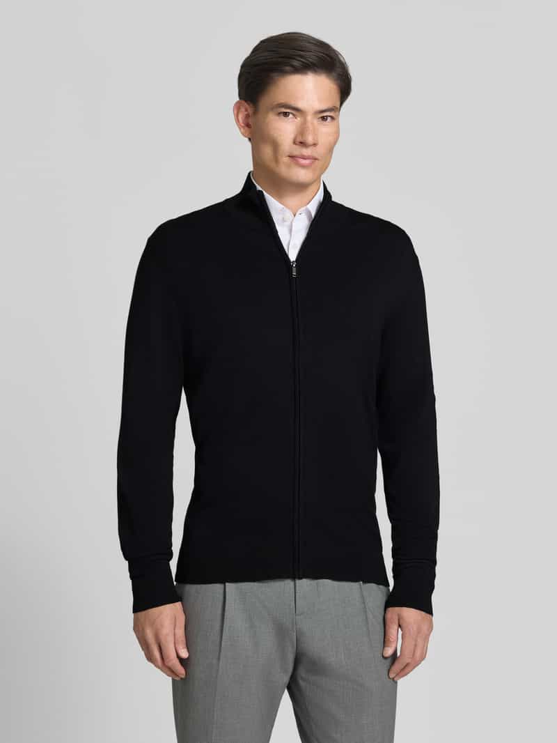 MCNEAL Slim fit gebreid jack van viscosemix met opstaande kraag