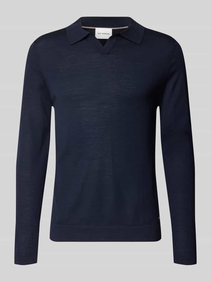 ROY ROBSON Gebreide pullover van scheerwol met polokraag en v-hals