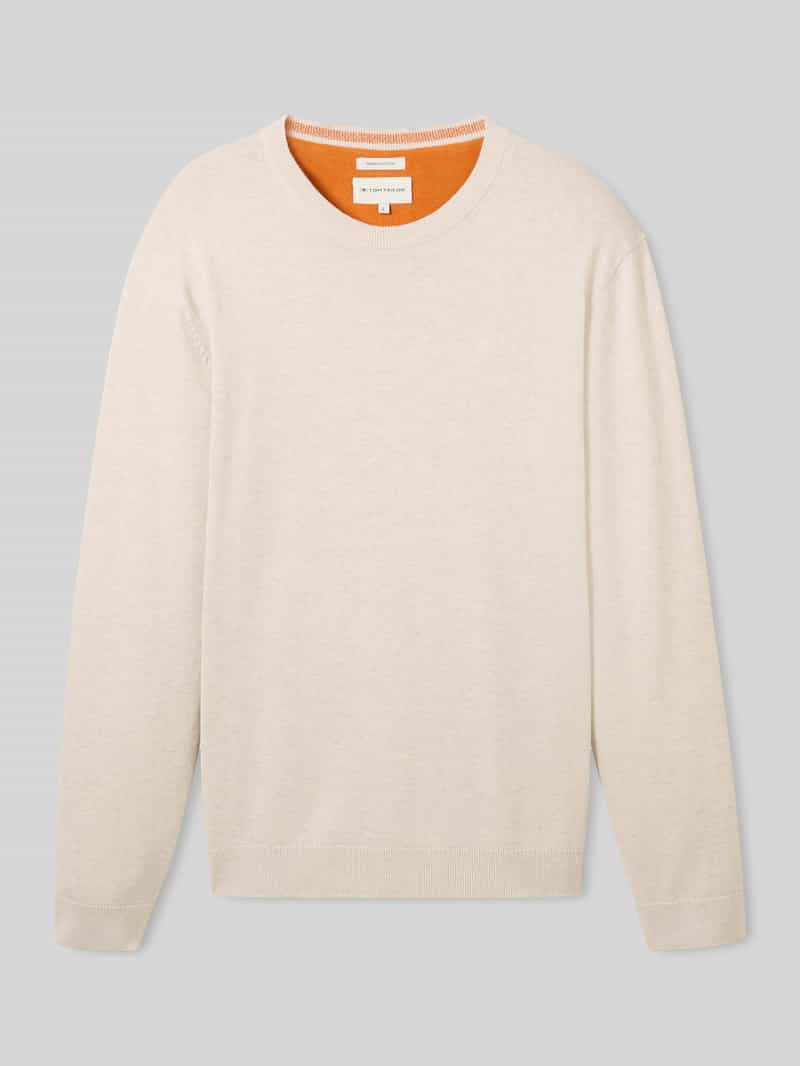 Tom Tailor Gebreide pullover met labelstitching model 'BASIC'