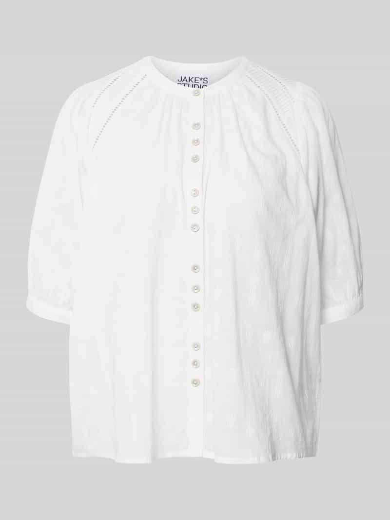 Blouse met maokraag en 3/4-mouw