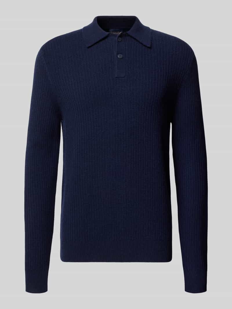 Christian Berg Men Slim fit gebreide pullover van mix van wol en kasjmier met polokraag