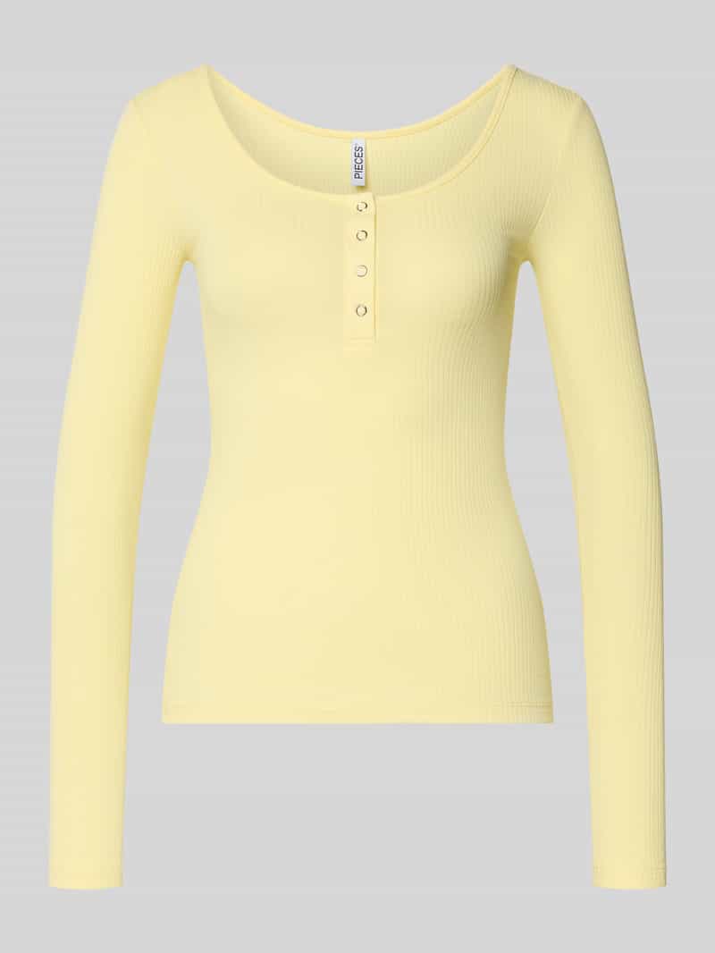 Pieces Slim fit shirt met lange mouwen van katoenmix model 'KITTE'