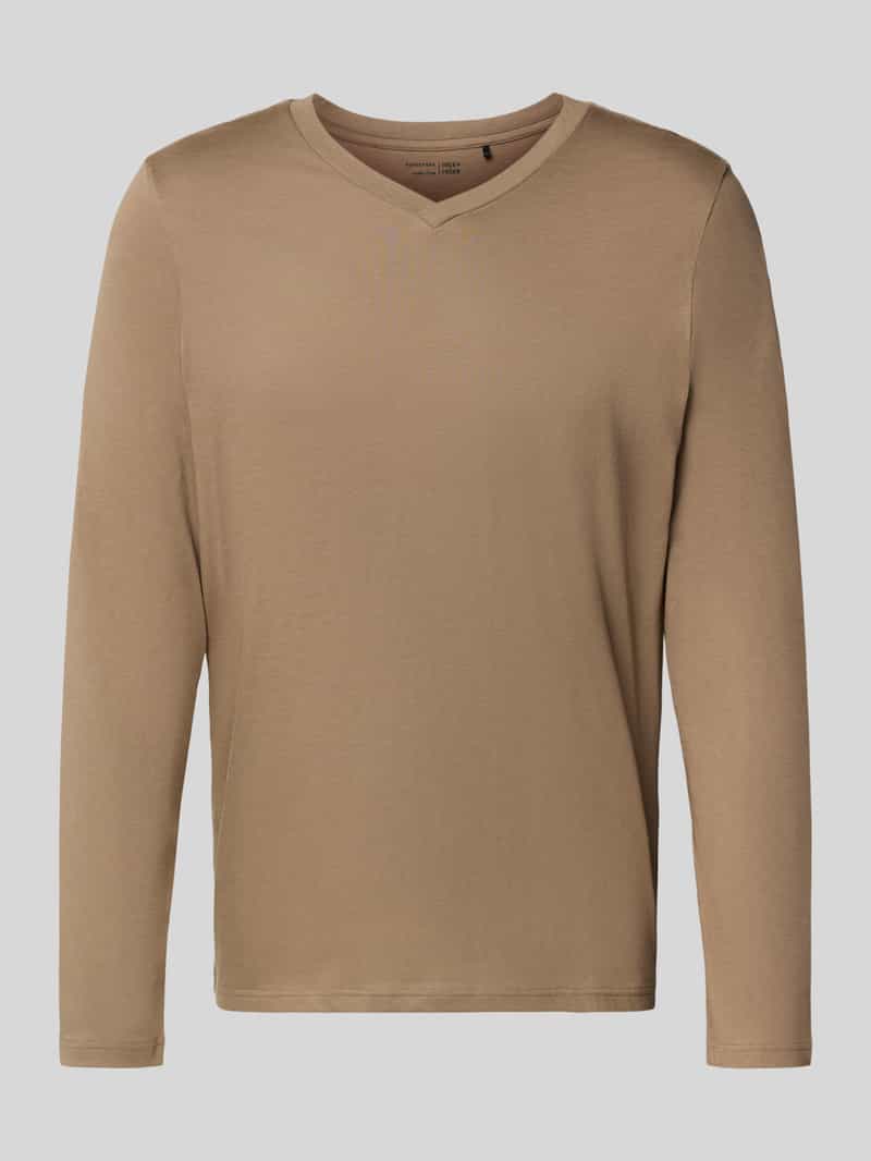 Schiesser Regular fit shirt met lange mouwen en V-hals