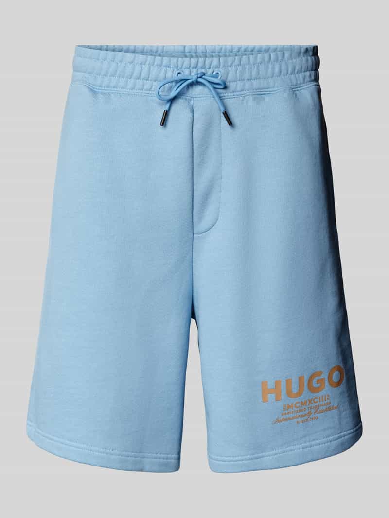 Hugo Blue Sweatshorts met labelprint model 'Nomario'