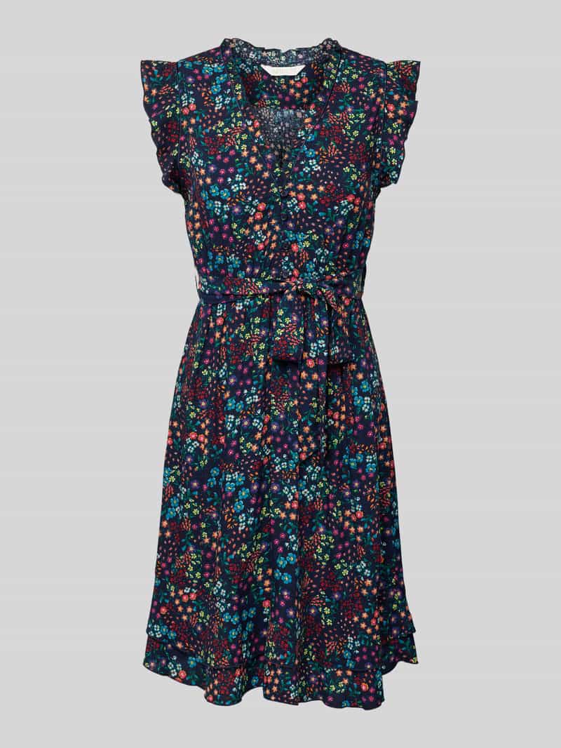 Apricot Knielange jurk met all-over bloemenprint