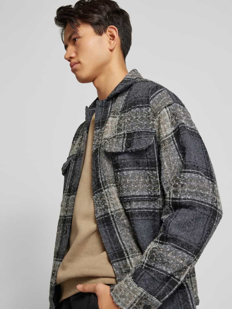jack & jones Regular fit overhemdjack met paspelzakken op de borst model 'ROXBURY'