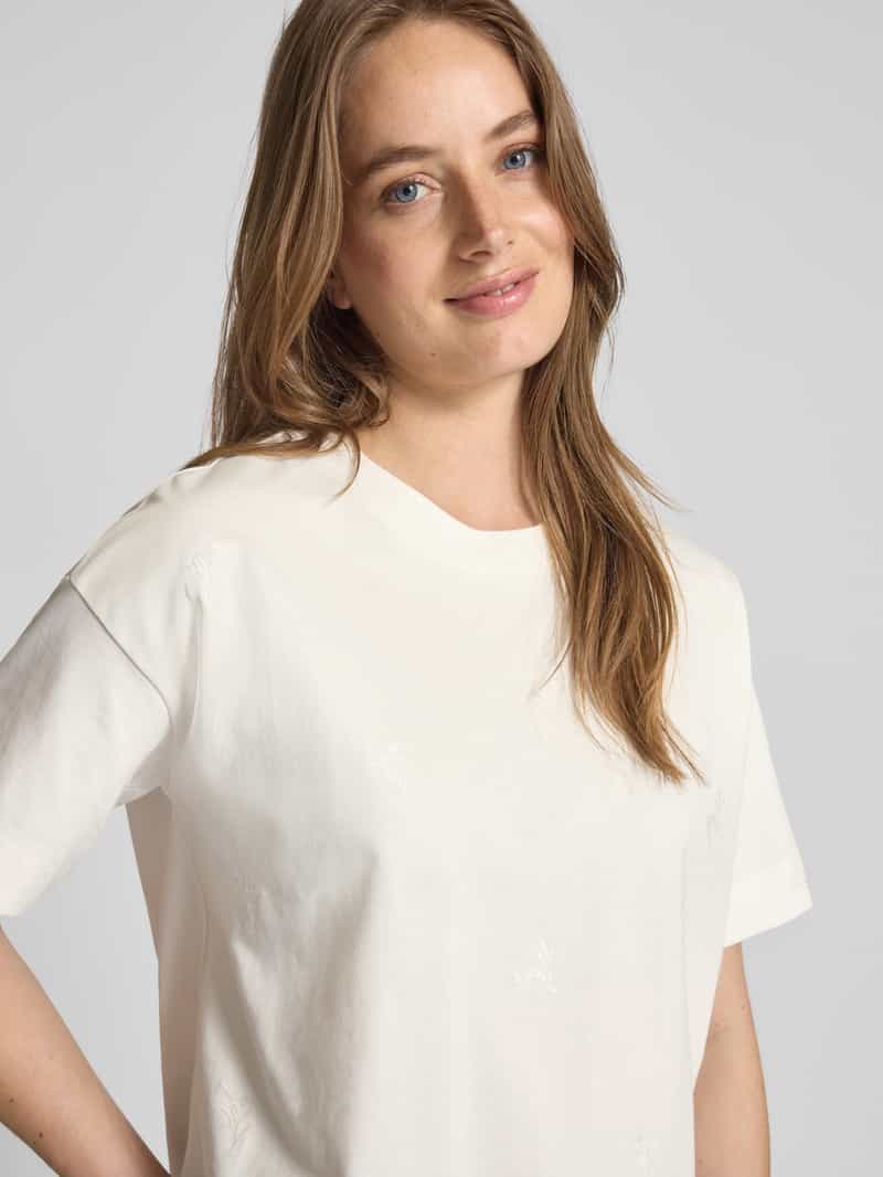 Vila T-shirt met geribde ronde hals model 'MONIE'