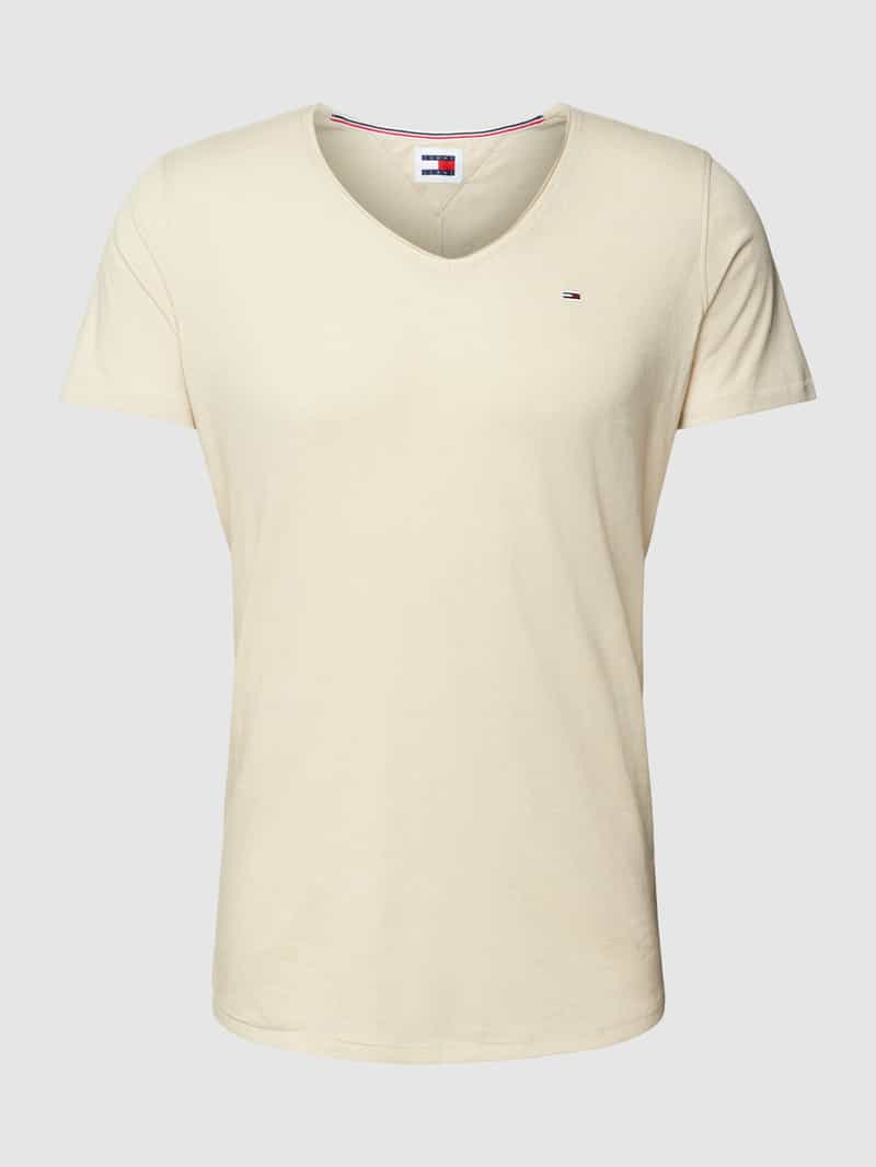 Tommy Jeans T-shirt met V-hals en labelstitching