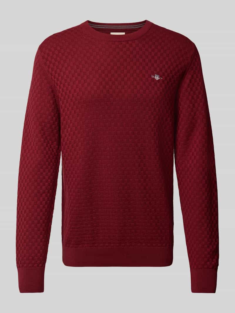 Gant Gebreide pullover met ronde hals en logostitching