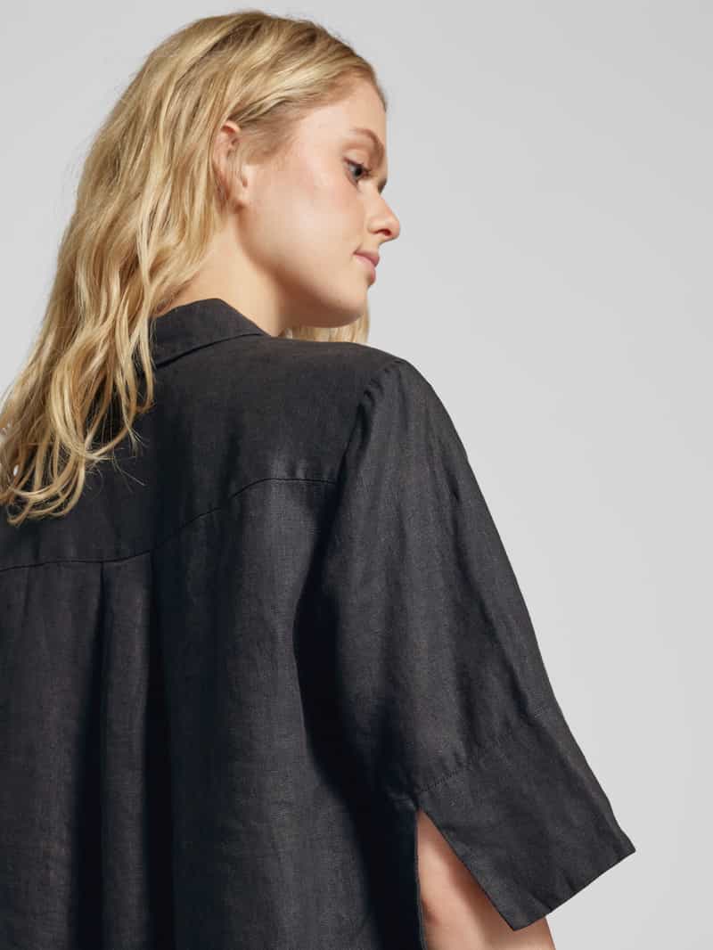 Opus Knielange linnen jurk met 1 2-mouwen model 'Walmari'