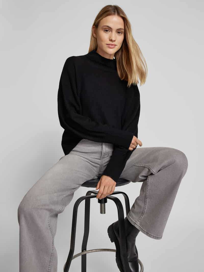 s.Oliver RED LABEL Relaxed fit gebreide pullover van een mix van katoen en wol met opstaande kraag