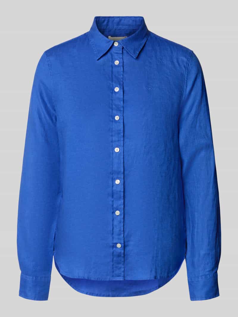regular fit linnen blouse met labelstitching