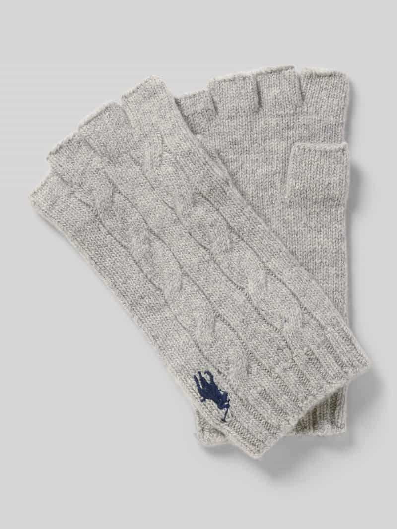 Polo Ralph Lauren Vingerlozehandschoenen van wol met labelstitching