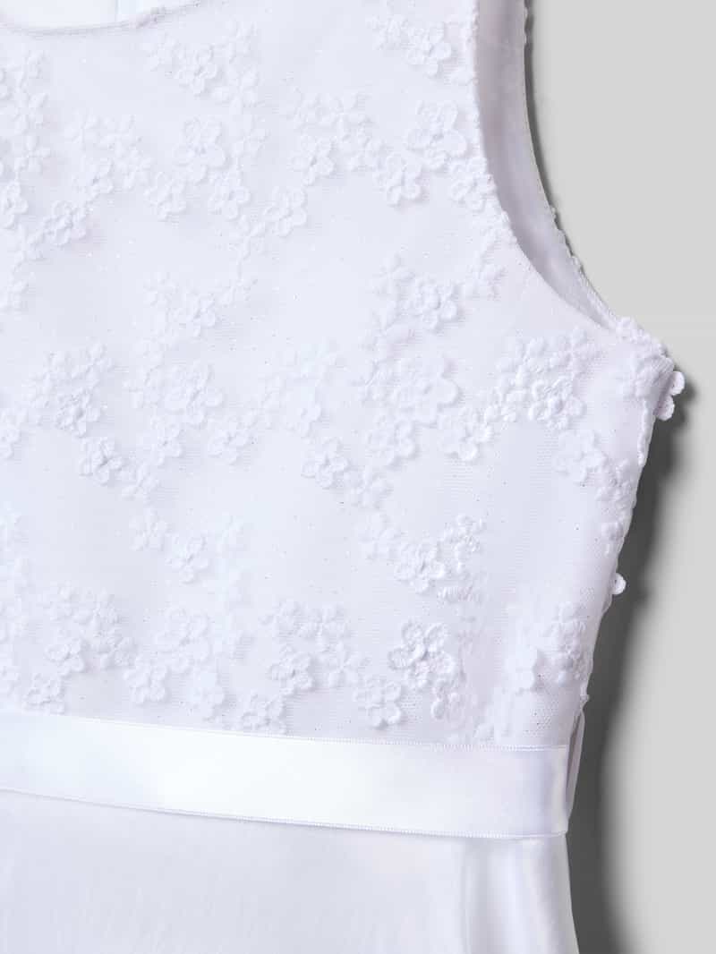 Weise jurk met bloemen-stitching