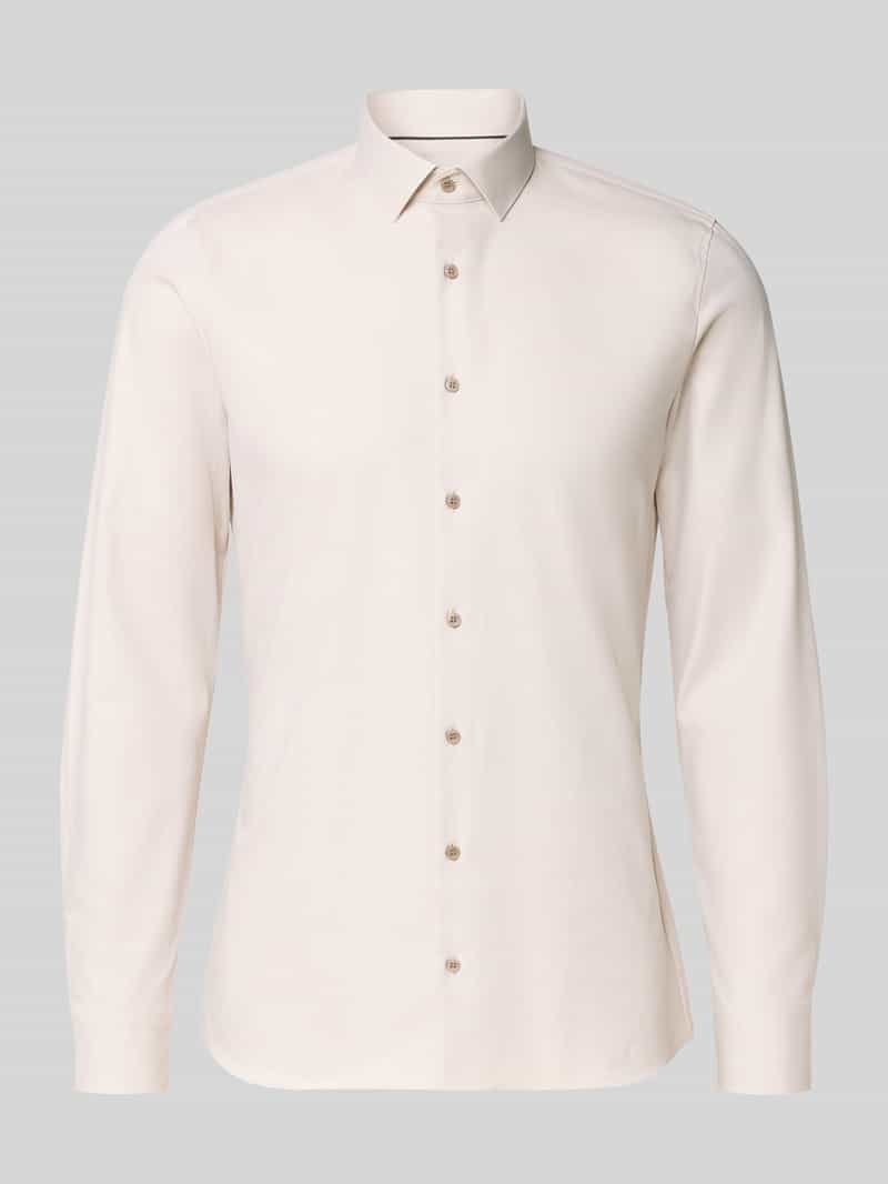 Super slim fit business-overhemd modern kent uni twill